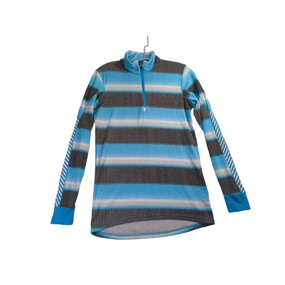 Helly Hansen Top Shirt‎ Womens M Blue Black 1/4 Zip Pullover Long Sleeve Active